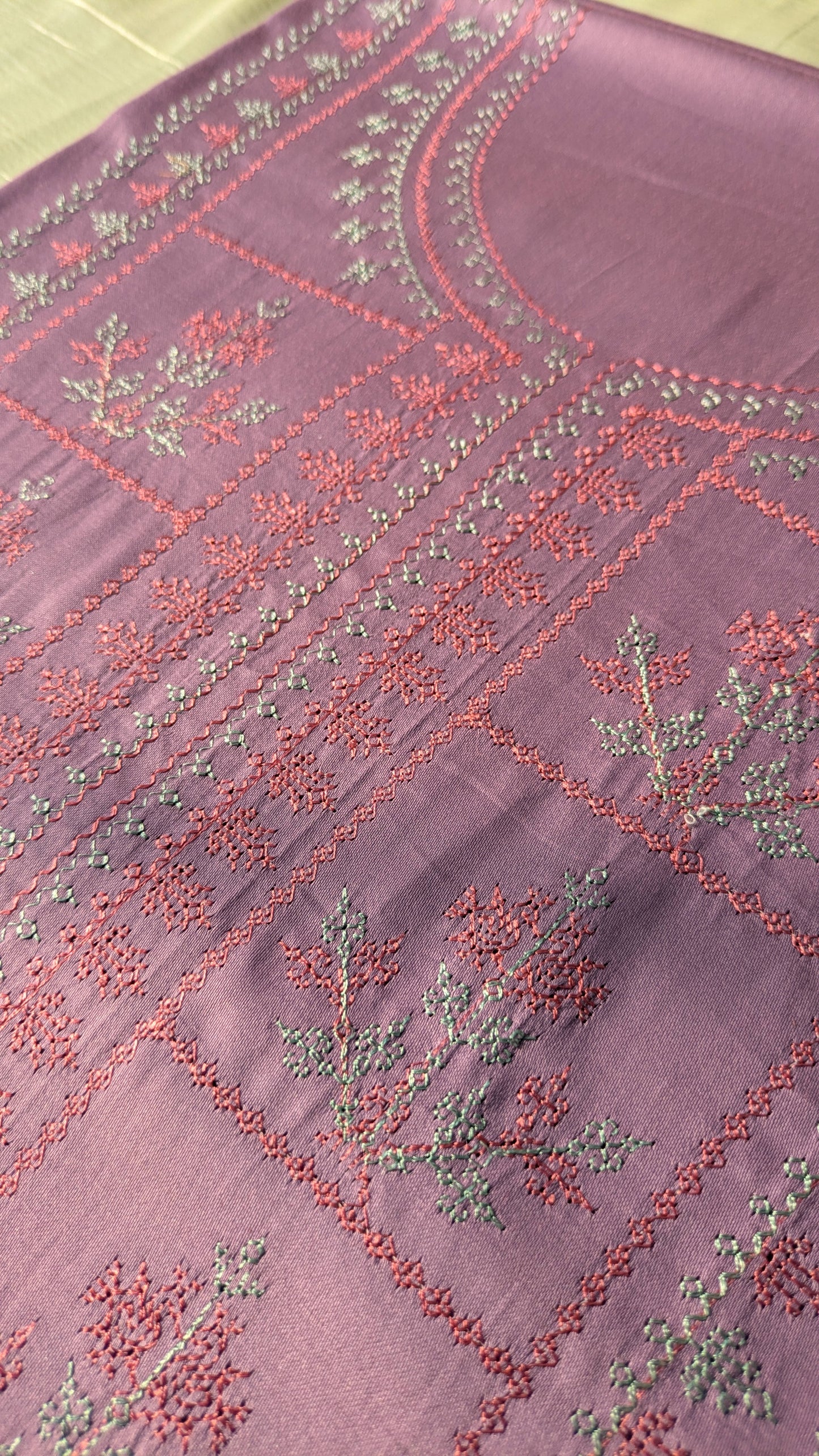 Lavender Tulsi Checks Kurta Material