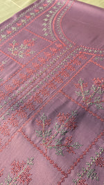 Load image into Gallery viewer, tulsi checks kurta material in lavender shade flat-lay display
