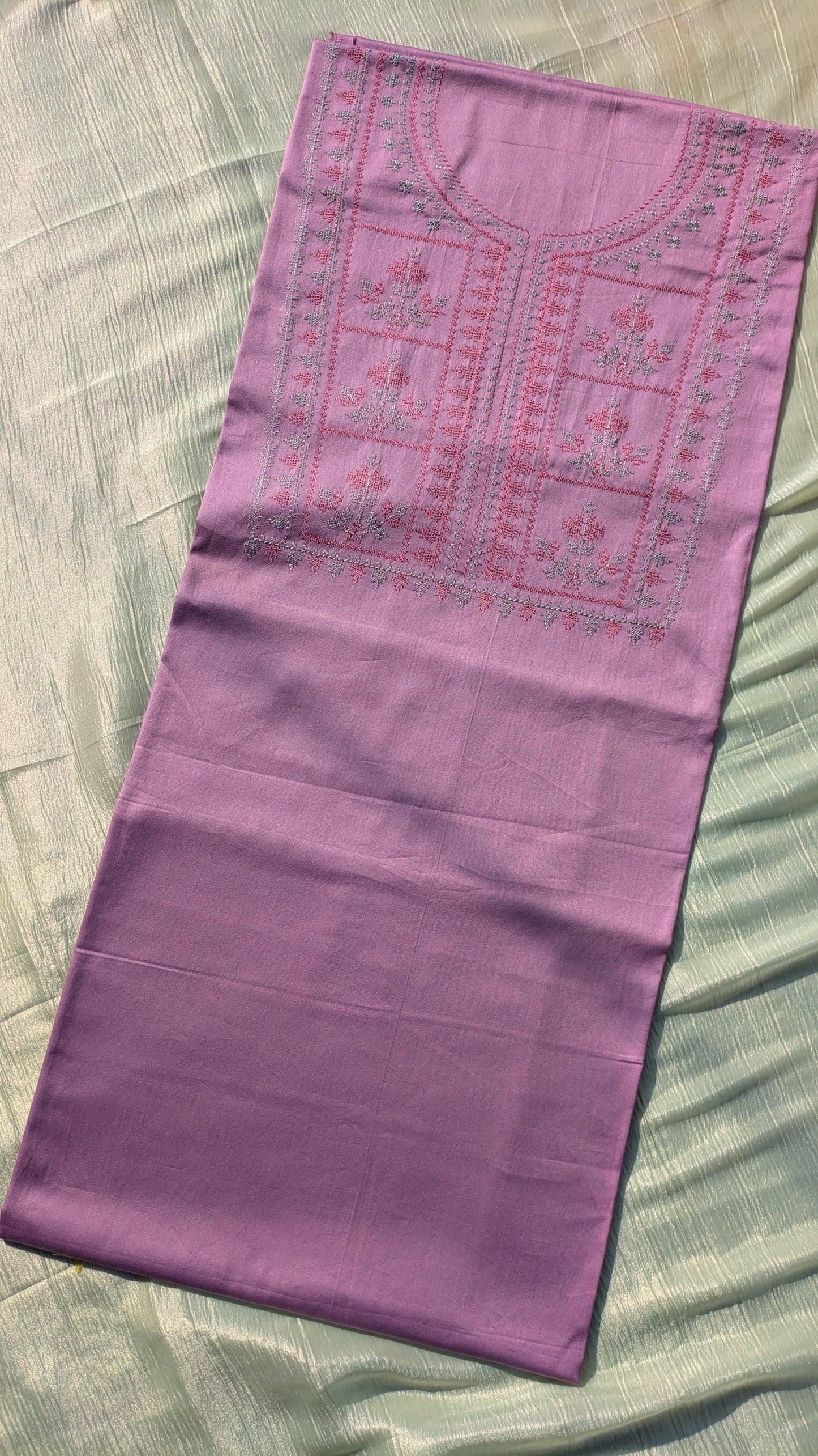 Lavender Tulsi Checks Kurta Material