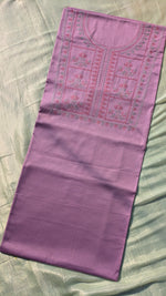 Load image into Gallery viewer, lavender tulsi checks kurta material folded fabric front view

