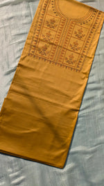 Load image into Gallery viewer, mustard tulsi checks kurta material fabric texture close-up
