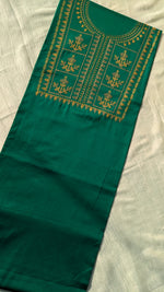 Load image into Gallery viewer, Folded view of green tulsi checks kurta material with grid design

