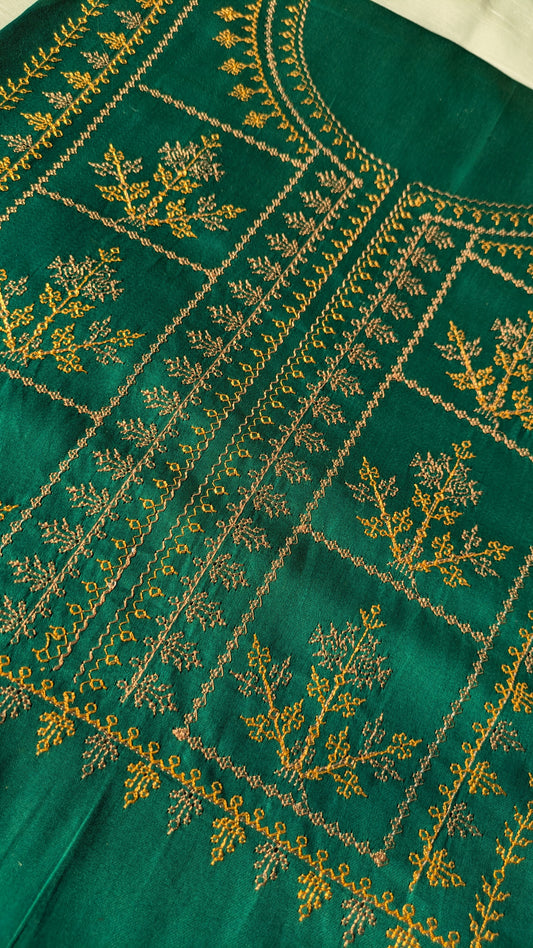 Green Tulsi Checks Kurta Material
