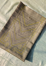 Load image into Gallery viewer, grey vani checks kurta material folded fabric front view
