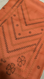Load image into Gallery viewer, orange vani silk kurta material folded fabric front view
