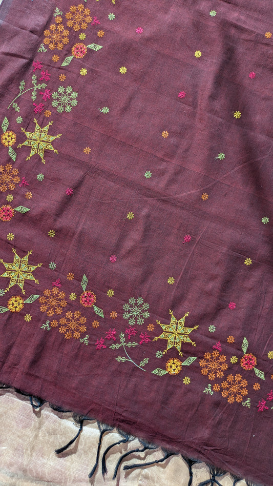 Maroon Bloom Kasuti Cotton Saree