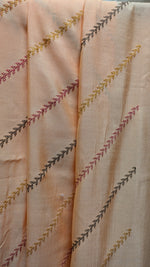 Load image into Gallery viewer, kala leheriya kasuti saree combo in peach shade flat-lay view
