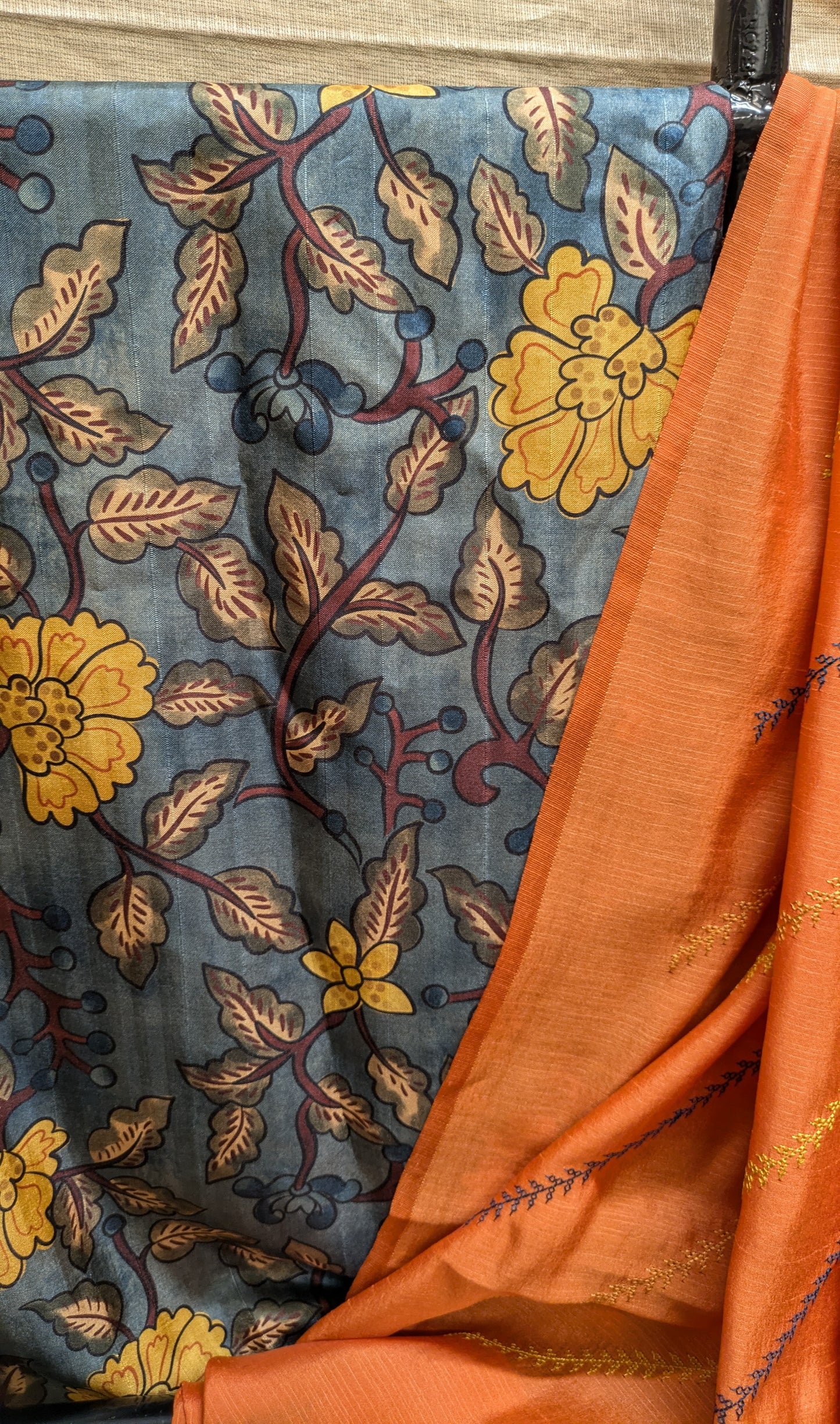 Orange Kala Leheriya Kasuti Saree Combo