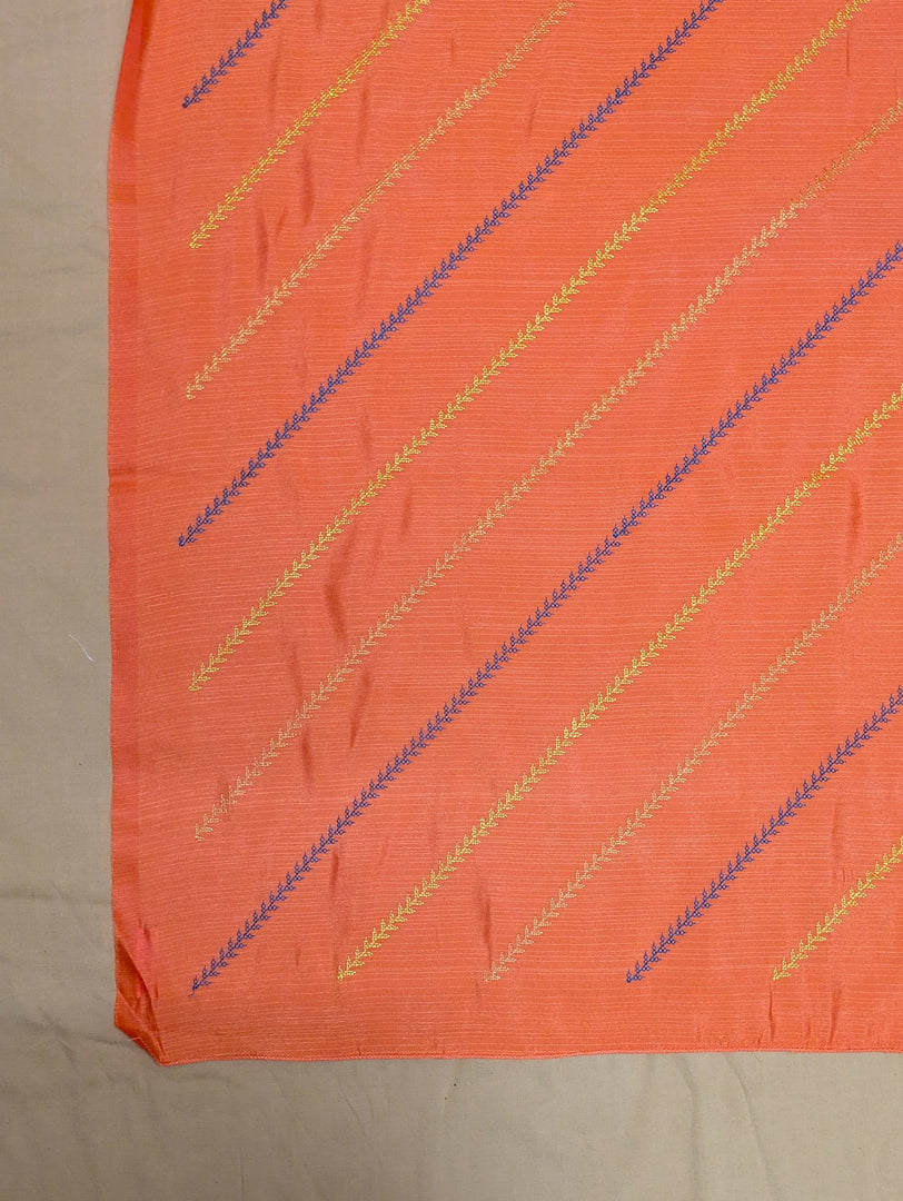 orange kala leheriya kasuti saree combo showing embroidery border