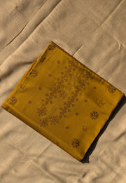 mustard chitrakoot kurta material folded fabric front angle