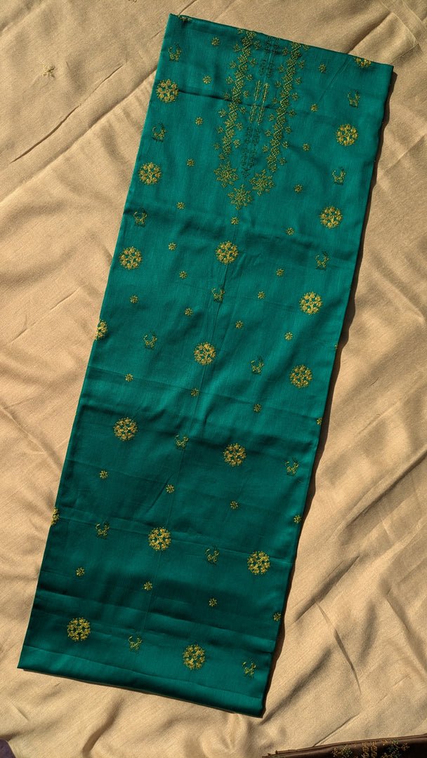 green chitrakoot kurta material fabric texture close-up