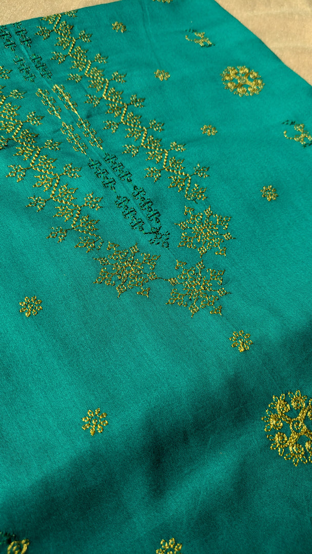 chitrakoot kurta material in green shade flat-lay view