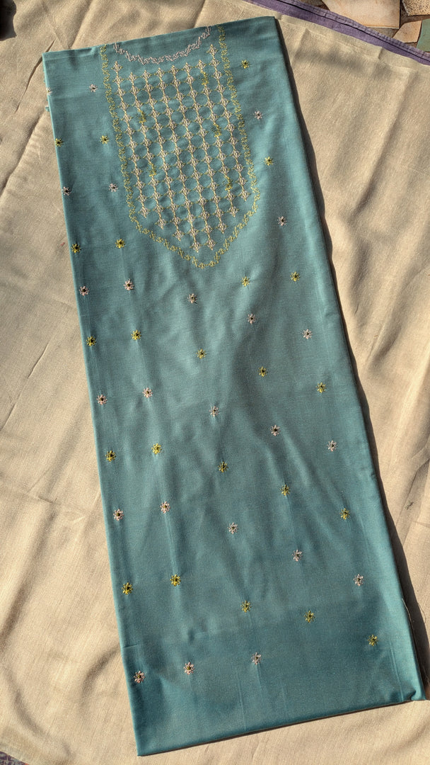 blue jinki kurta material fabric texture close-up