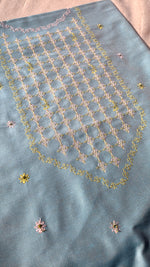 Load image into Gallery viewer, jinki kurta material in blue shade flat-lay display
