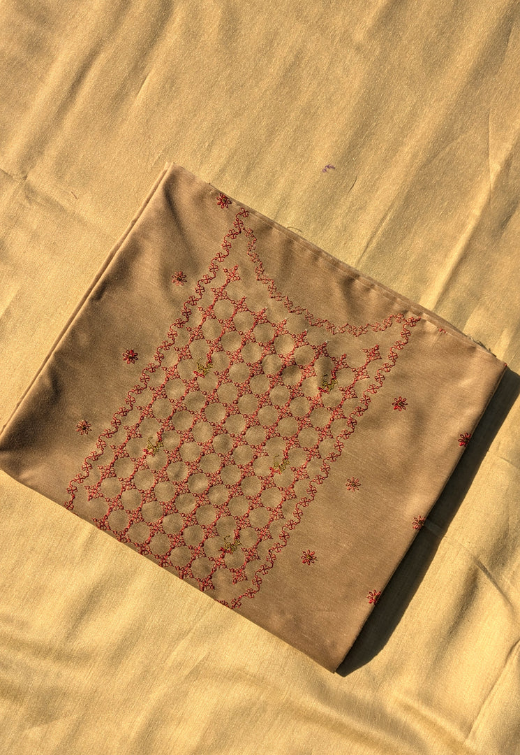 beige jinki kurta material fabric front folded view