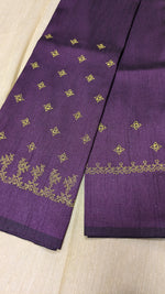 Load image into Gallery viewer, purple kasuti blouse with gold zari embroidery and peacock design
