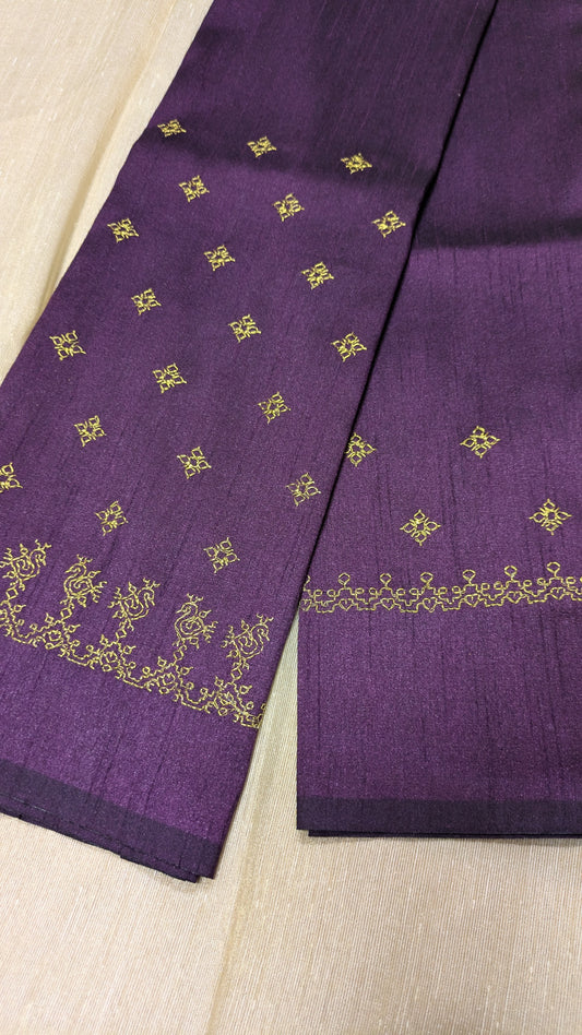 Purple Peacock (Gold Zari) Kasuti Blouse