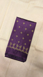 Load image into Gallery viewer, embroidered purple blouse with kasuti peacock motif in gold zari
