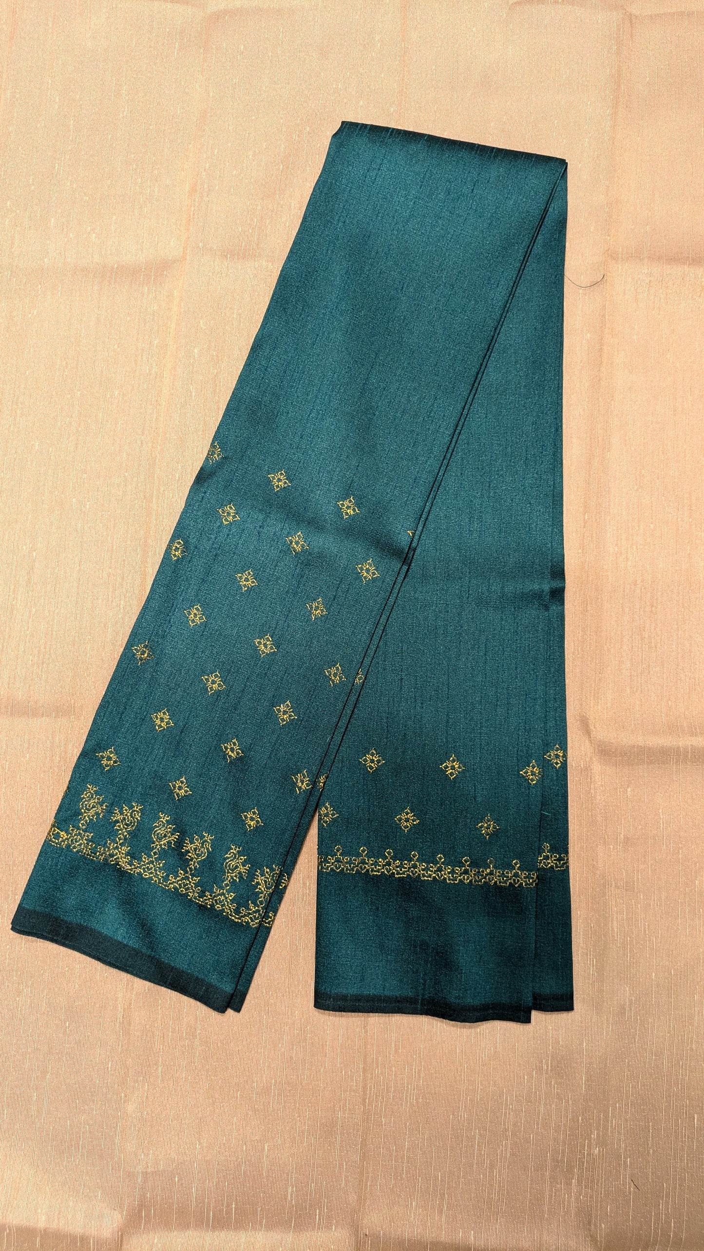Seagreen Peacock (Gold Zari) Kasuti Blouse