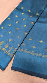 Load image into Gallery viewer, neeli blue kasuti blouse with gold zari embroidery and peacock motif

