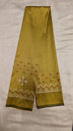 Load image into Gallery viewer, Angled view of mustard blouse featuring kasuti stitched motifs
