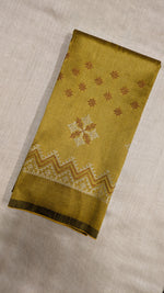 Load image into Gallery viewer, Embroidery close-up on mustard kasuti blouse fabric
