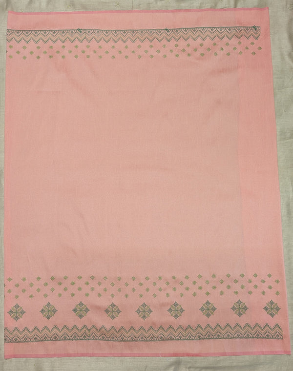 Back hook detail of peach with green kasuti embroidered blouse