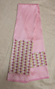 baby pink blouse with banjara embroidery work front view