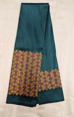 Load image into Gallery viewer, deep green blouse with banjara work embroidery close view
