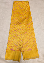 Haldi yellow kanta stripes blouse side angle highlighting embroidery lines