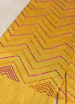 Load image into Gallery viewer, Haldi yellow kanta stripes blouse front view with stitched stripe design
