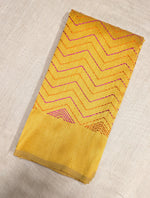 Load image into Gallery viewer, Yellow kanta stripes blouse sleeve embroidery close-up

