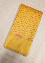 Load image into Gallery viewer, Haldi yellow kanta stripes blouse sleeve with striped stitch close-up
