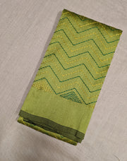 Mehendi green kanta stripes blouse side angle showing striped embroidery