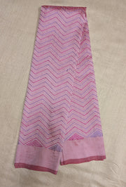 Light pink kanta stripes blouse side angle showing striped embroidery