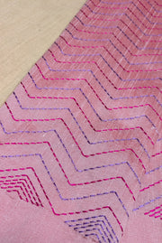 Light pink kanta stripes blouse with stitched stripe design front view