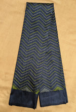 Load image into Gallery viewer, Navy blue kanta stripes blouse sleeve embroidery close-up
