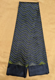 Navy blue kanta stripes blouse sleeve embroidery close-up