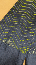 Load image into Gallery viewer, Navy blue kanta stripes blouse with vertical stitch design front view
