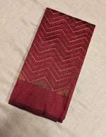 Load image into Gallery viewer, Maroon kanta stripes blouse sleeve embroidery close-up
