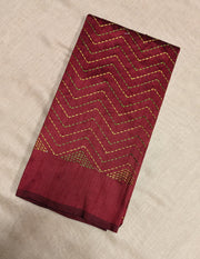 Maroon kanta stripes blouse sleeve embroidery close-up