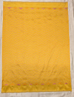 Load image into Gallery viewer, Haldi yellow kanta stripes blouse back neckline showing stitch work
