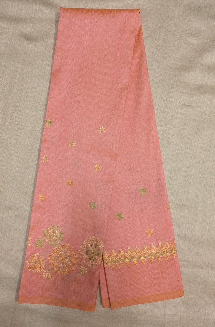 peach kasuti manjiri blouse with embroidery flat-lay