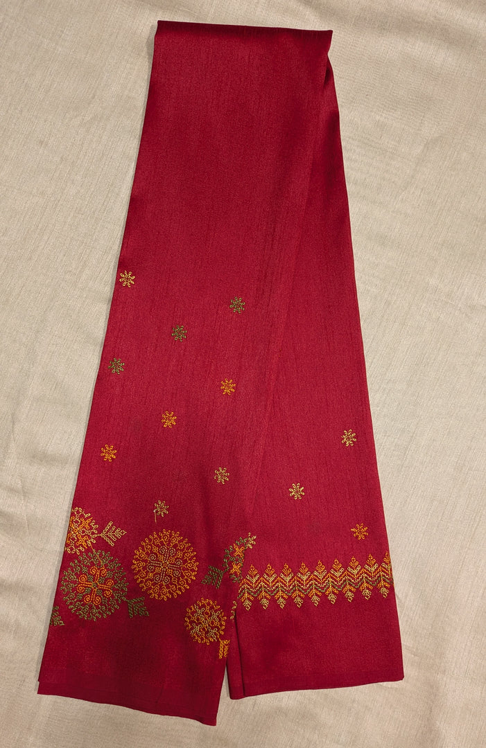 kasuti manjiri embroidered blouse in maroon front flat-lay