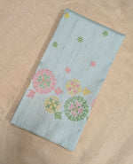 Load image into Gallery viewer, sky blue manjiri kasuti embroidered blouse front angle
