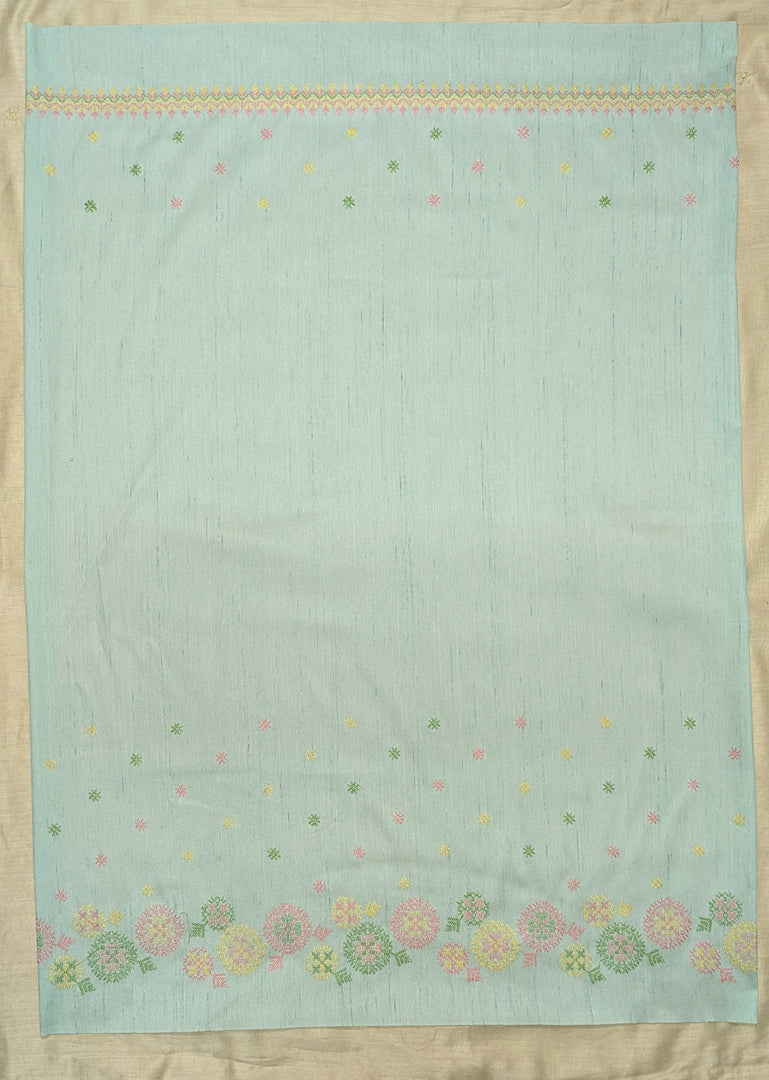 sky blue manjiri kasuti blouse front with sleeve detail