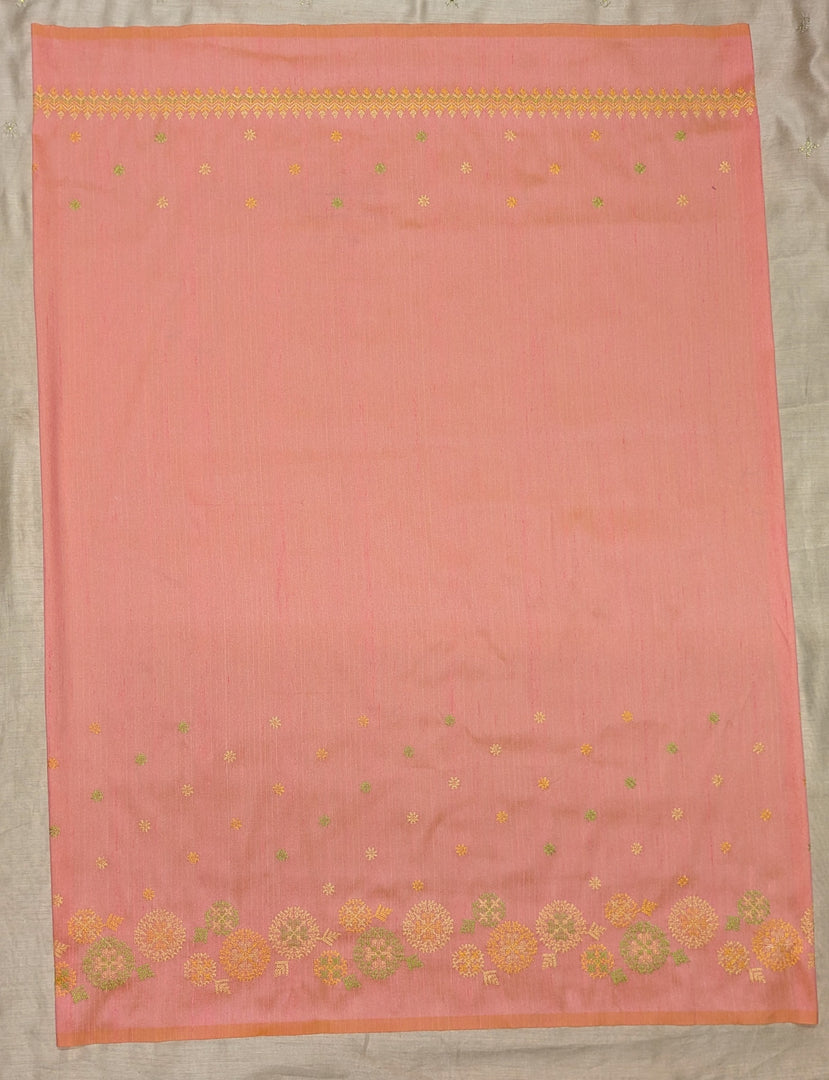 peach manjiri kasuti embroidered blouse front close view