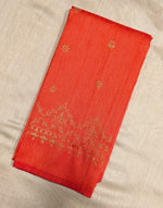 Load image into Gallery viewer, Orange kasuti blouse front view with stitched motif design
