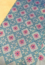 Load image into Gallery viewer, Light blue chaya kasuti blouse with embroidery motifs front view
