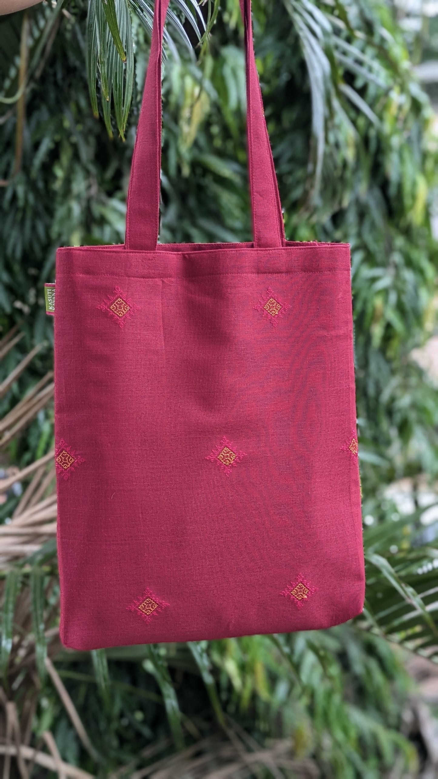 Red Kasuti Sitara Tote Bag
